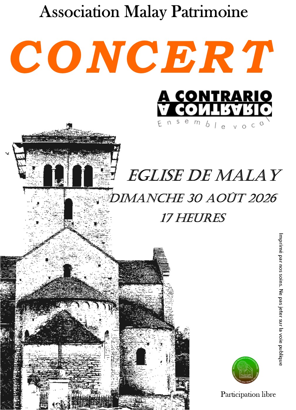 affiche du concert à l'église de Malay