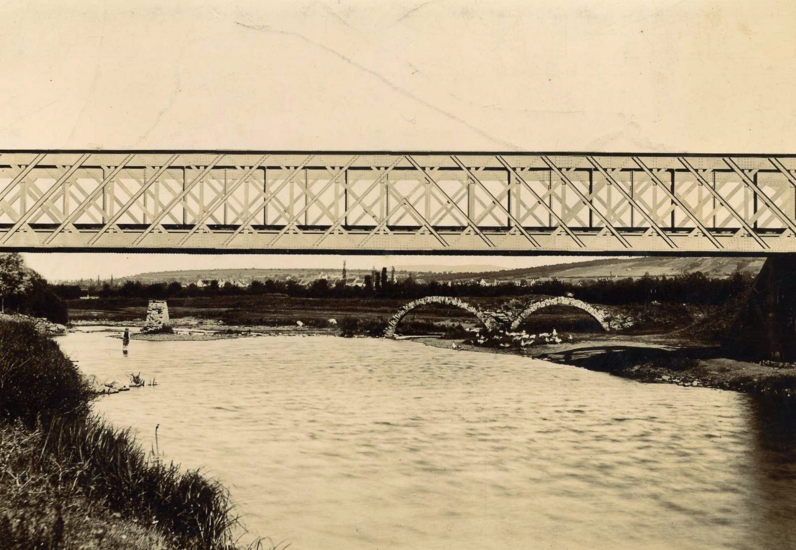 Pont de Malay et pont Romain début XXe